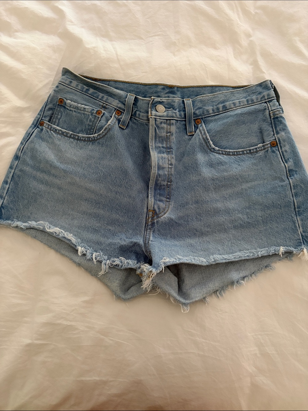 Levi’s 501 High-Rise Light Blue Denim Cutoff Jean Shorts
